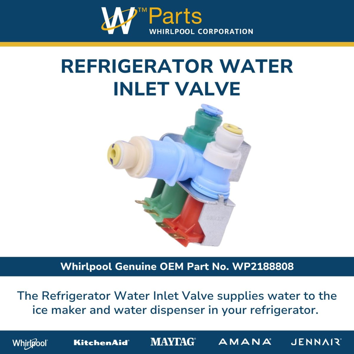 Whirlpool Wp2188808 Refrigerator Water Inlet Valve Multicolor