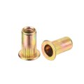 200pcs Rivet Nuts Flat Head 10-32 Carbon Steel Threaded Insert Knurled Body Zinc Plated Finish 