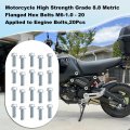 Minho Motorcycle High Strength Grade 8 Metric Flanged Hex Bolts M6-1 0 20 Applied To Engine 20pcs