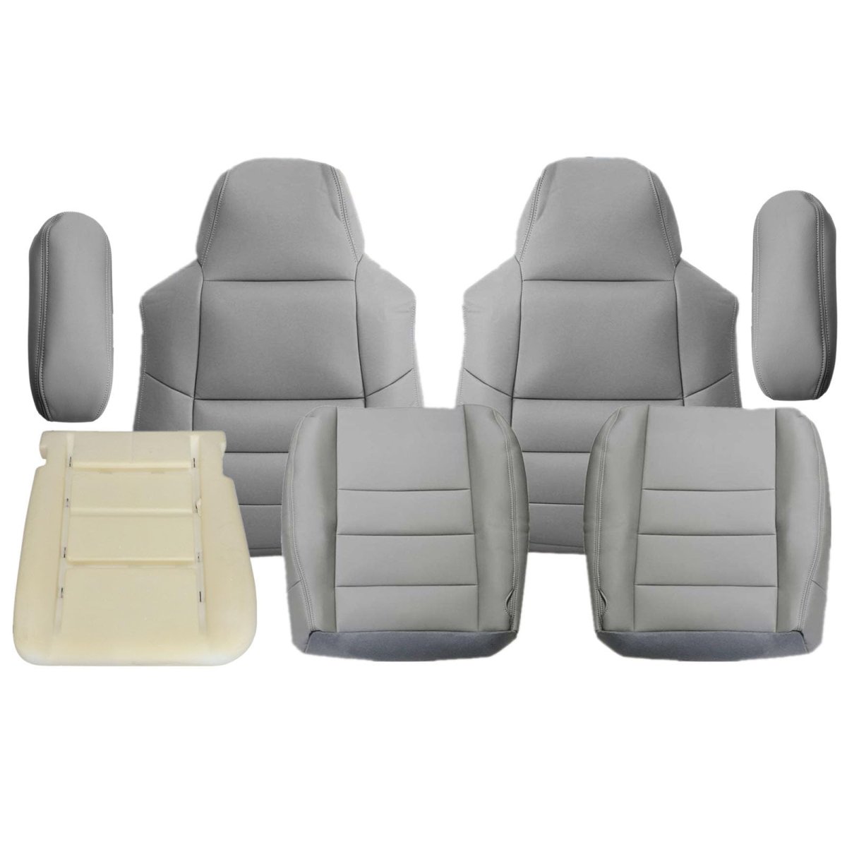 Driver Passenger Side Bottom Top Replacement Seat Cover Foam Armrests For Ford F250 F350 Lariat 2002 2003 2004 2005 2006 2007