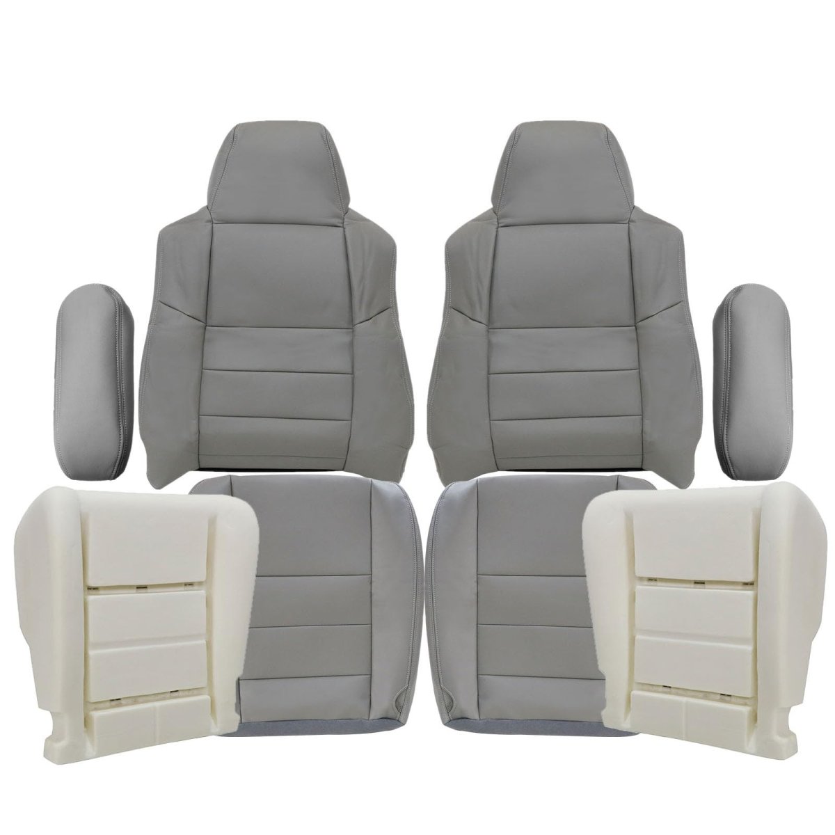 Driver Passenger Side Bottom Top Replacement Seat Cover Foam Armrests For Ford F250 F350 Lariat 2002 2003 2004 2005 2006 2007