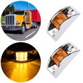 2 Pack 12 Led Rectangular Armored Style Side Marker Lights Chrome Amber Lens Waterproof Clearance Trailer For Trucks Rv And 