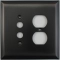 Jumbo Stamped Oil Rubbed Bronze Two Gang Combo Wall Plate One Push Button Light Switch Duplex Outlet 