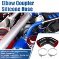 Uxcell 1 Set 57mm 24 Id 90 Degree Elbow Coupler Silicone Hose 4-ply With 2 Pcs Clamps Black Red