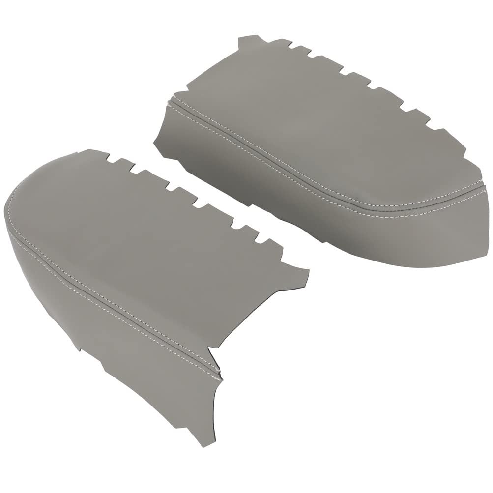 Gray Leather Center Console Armrest Lid Cover For Honda Pilot 2009 To 2015 Microfiber Replacement Wrap Easy Clean Finish