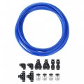 Uxcell Pneumatic 6mm Od Pu Air Hose Tubing Kit 5 Meters Blue With 12 Pcs Black Push To Connect Fittings 