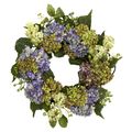 Nearly Natural 4781 Hydrangea Wreath 22-inch Purple Green 