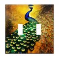 Art Deco Peacock Klimt Inspired Double Switch Plate Cover 