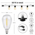 Lepro S14 Outdoor String Lights 50ft Hanging Patio With 15 Shatterproof Led Edison Bulbs Waterproof Bistro Backyard Lighting
