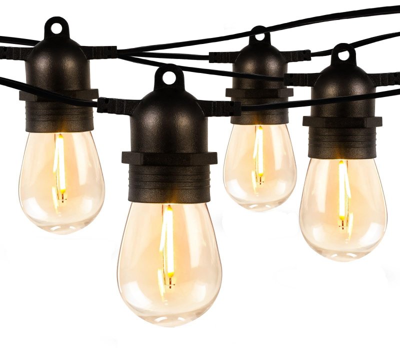 Lepro S14 Outdoor String Lights 50ft Hanging Patio With 15 Shatterproof Led Edison Bulbs Waterproof Bistro Backyard Lighting