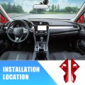 Uxcell Red Front Door Window A Pillar Speaker Decoration Trim Cover For Honda Civic 10th Gen 2016-2021 Stylish Loudspeaker