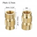 Uxcell Knurled Insert Nuts 60pcs M4 X 10mm L 6mm Od 3d Printing Brass Female Threadeds Heat Set Insert Embedment Nut