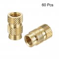 Uxcell Knurled Insert Nuts 60pcs M4 X 10mm L 6mm Od 3d Printing Brass Female Threadeds Heat Set Insert Embedment Nut