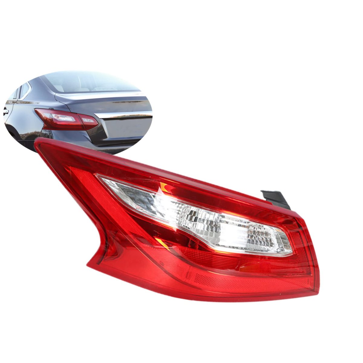Rear Left Tail Light Assembly For Altima 2016 2017 2018 Driver Side Outer Brake Lamp Replacement Chrome Housing And Red Lens