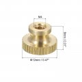 Uxcell Knurled Thumb Nuts 3pcs M4 X D12mm H8mm Brass High Head Through Hole With Collar Round Knobs Fasteners For 3d Printer