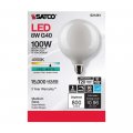 Satco 6pk 8w G40 Globe Filament Led 4000k E26 Base White Dimmable 100w Equiv