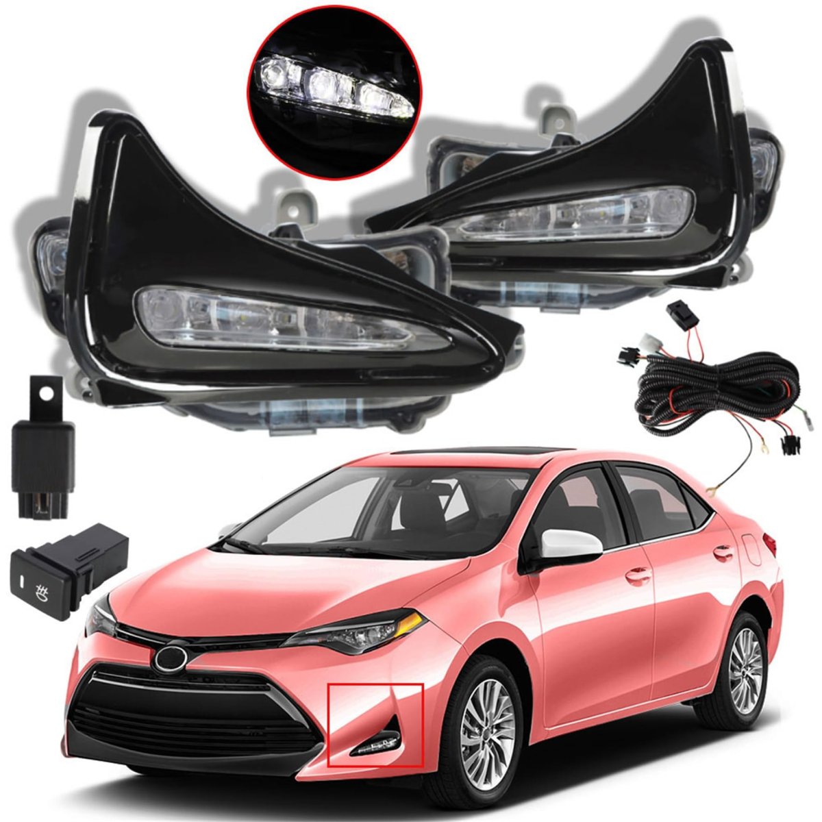 Fog Light Assembly Kit For 2017 2019 Corolla L Le Xle Left And Right Side With Wiring Harness Switch Replacement 8143002020