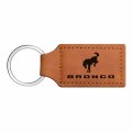 Ipick Image Compatible With Ford Bronco Rectangular Brown Leatherette Key Chain