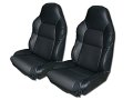 Iggee Custom Made Fit Artificial Leather Seat Covers Pair For Chevy Corvette C4 Standard Base 1994-1996 Black 