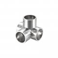 Uxcell Rail Elbow Fitting 90 Degree 4-way Zinc Alloy Pipe Connector Brushed For 25mm 1 Od Handrail Railing