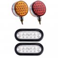 2pcs Double Face Round 48-led Pedestal Lights 6 Inch Val 10-led Backup Reverse Lamps Grommet Plug Compatible With Semi Truck