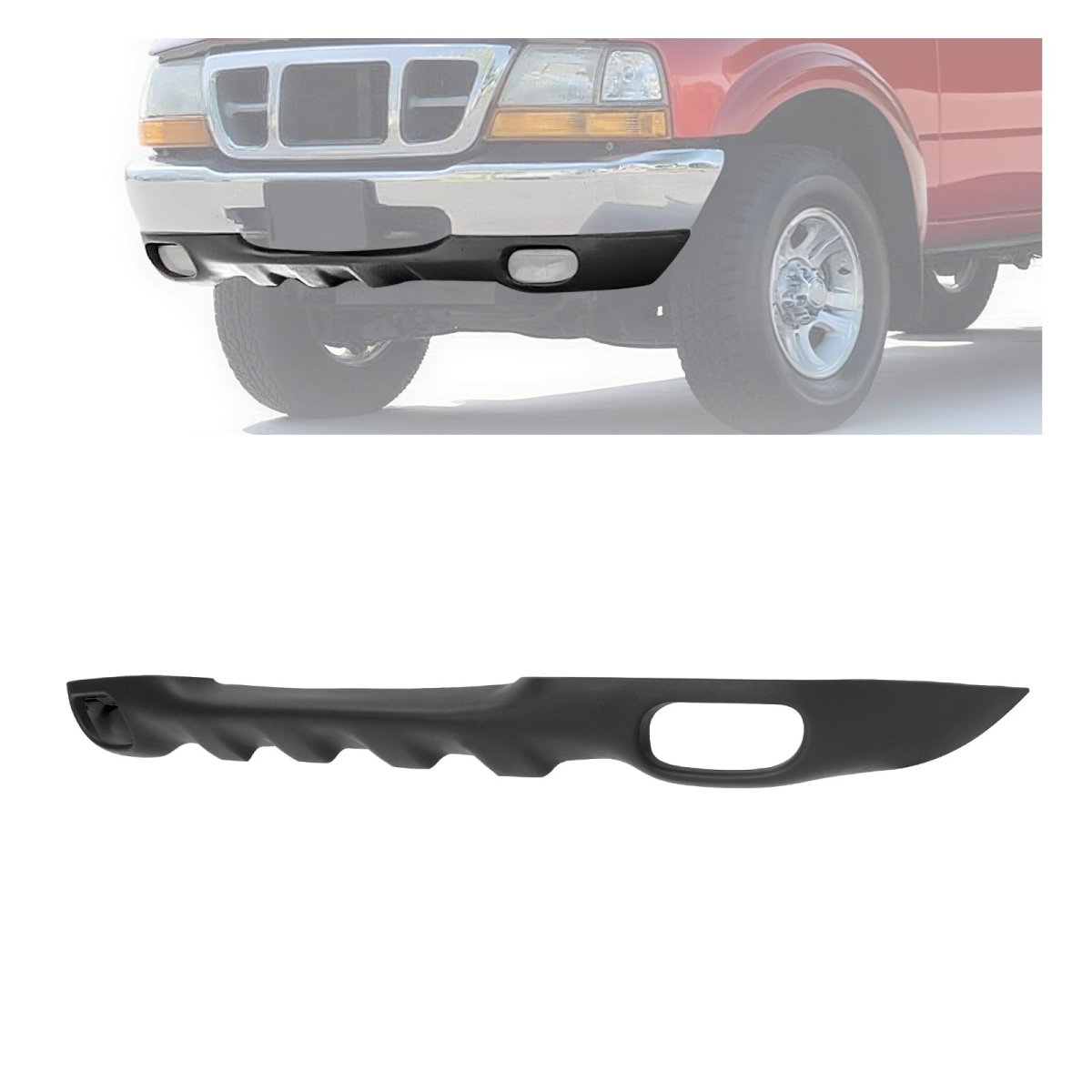 Front Lower Bumper Valance For 1998 2000 Ford Ranger Ev Xl Xlt Styleside With Fog Lights Without Tow Hook Hole Textured Black