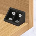40pcs Abs Corner Braces 1 65 X 79 0 Gusset Bracket Fasteners Shelf Cabinet Door 4 Holes Angle Brackets With Cover Cap Black