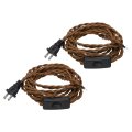 15ft 18 2 Cloth Covered Lamp Cord With Plug Pcs Vintage Electrical Stripped Ends For Extension Wiring Diy Repairing Light Brown 