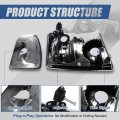 Halogen Model 4pcs Factory Style Headlight Lamps And Parking Lights Compatible With Ford Ranger 2001-2011 Driver Passenger Side