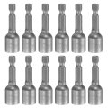 12pcs 1 4 Hex Shank 10mm Magnetic Socket 48mm Length Cr-v Steel Quick-release Impact Driver Wrench Screw For Drill Power Nut 