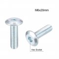 Uxcell M6x20mm Furniture Screw Hex Socket Cap Machine Screws Zinc Plated Fasteners Bolts Full Thread Carbon Steel 10pcs
