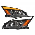 Tlaps 7422438051073 For 2003-2007 Honda Accord Switchback Sequential Led Strip Bar Black Housing Headlights With Amber 