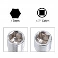 Uxcell Socket Accessory Set Of 2 Pcs 17mm 6-point Shallow 10 L-shape Extension Handle With 1 Drive