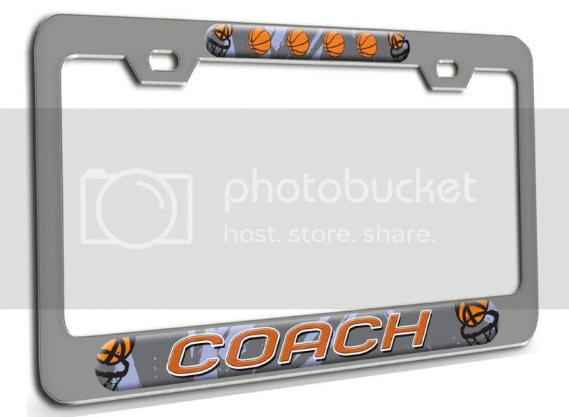 Coach Basketball 3d Metal License Plate Frame Universal Fit For Auto Suv And Truck Tag Holder 12 In X 6 Heavy Duty Steel