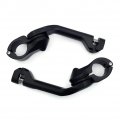 Hk Group Motorcycle Black Long Angled Adjustable Highway Peg Mounting Kit For Bike Equipped With 1-1 4 Inch 1 25 Front Engine