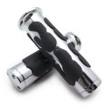 Flame Style Billet Aluminum Rubber Hand Grips For 1 In Handlebars Chrome And Black Motorcycle 