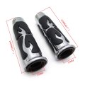 Flame Style Billet Aluminum Rubber Hand Grips For 1 In Handlebars Chrome And Black Motorcycle