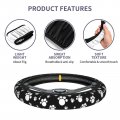 Footprints Paws Black And White Steering Wheel Cover Universal 15 Inch Neoprene Car Protection Wrap Covers Fits Truck Suvs Car