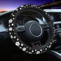 Footprints Paws Black And White Steering Wheel Cover Universal 15 Inch Neoprene Car Protection Wrap Covers Fits Truck Suvs Car