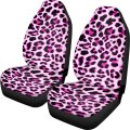 Snilety Pink Leopard Cars Seat Driver Cover For Front Only 2 Pieces Breathable Auto Softy Bucket Elastic Saddle Blanket 