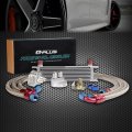 10 Row An10 Universal Aluminum Engine Transmission Oil Cooler Kit With Filter Relocation Silver
