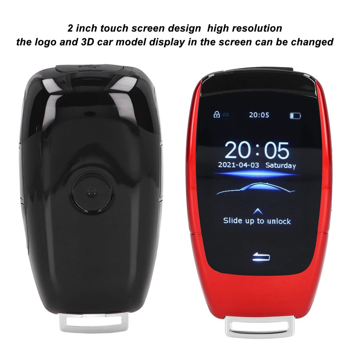 Car Keyless Entry Smart Remote Key With 2inch Lcd Touch Screen For Start Stop Engine Button Window Lift Function Side Keys Red
