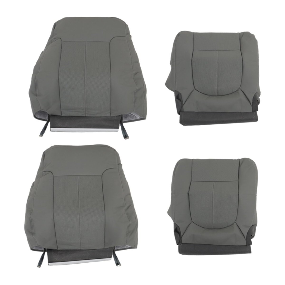 4pcs Seat Cover Front Bottom Top Leather Gray Replacement For 2011-2016 F250 F350 F450 F550 Laria