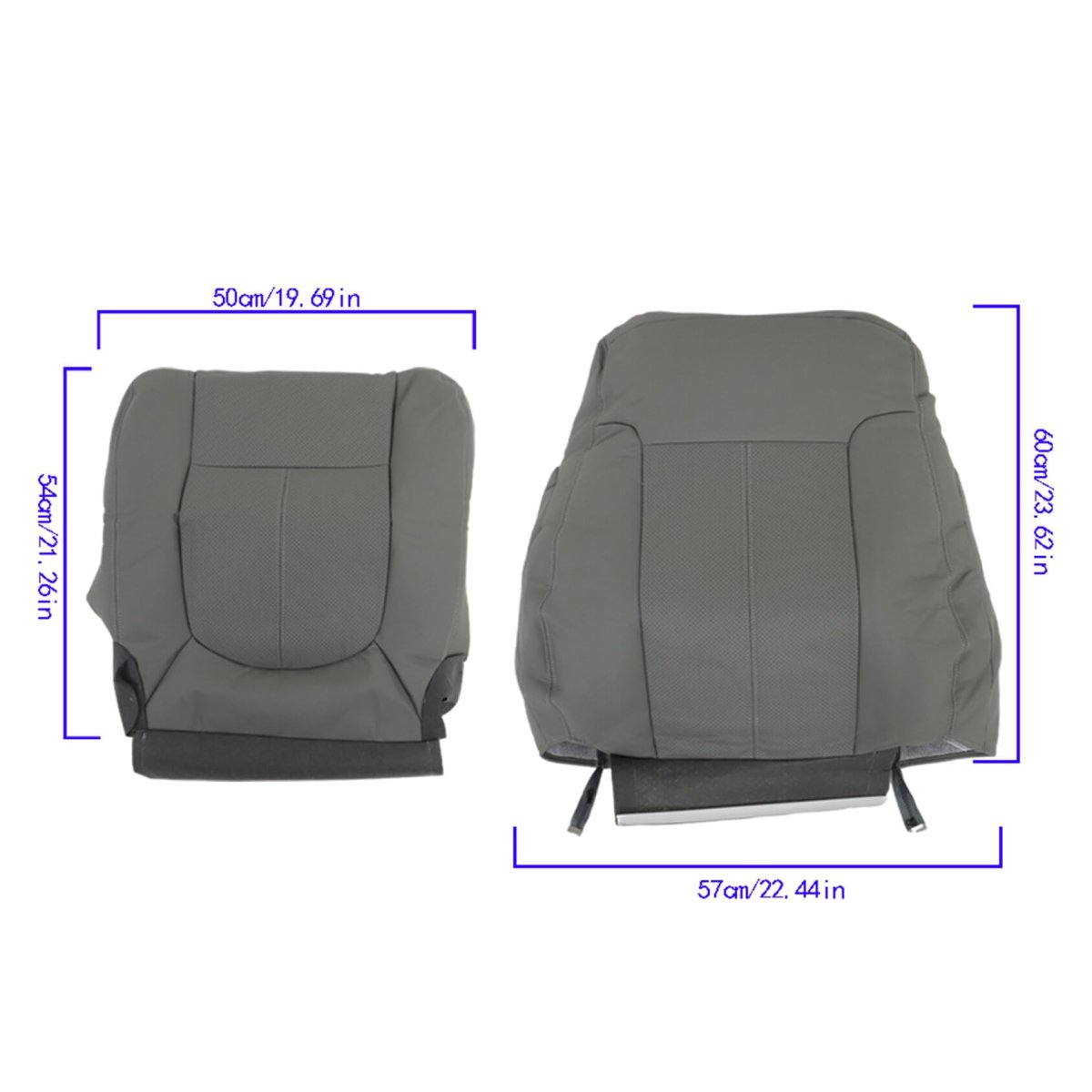 4pcs Seat Cover Front Bottom Top Leather Gray Replacement For 2011-2016 F250 F350 F450 F550 Laria