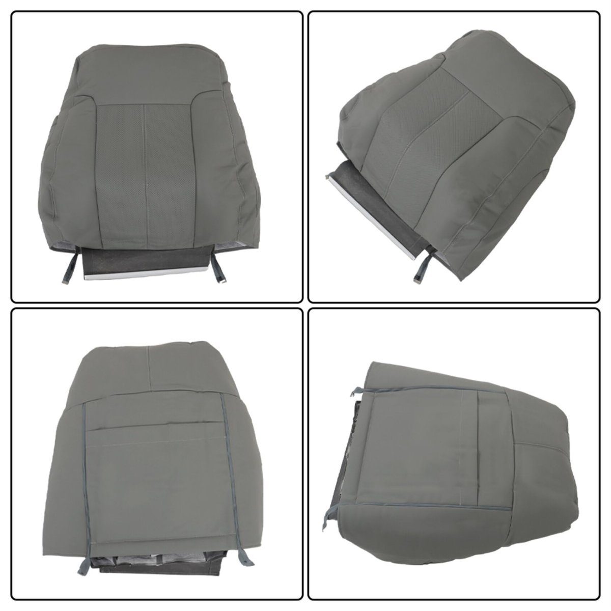 4pcs Seat Cover Front Bottom Top Leather Gray Replacement For 2011-2016 F250 F350 F450 F550 Laria