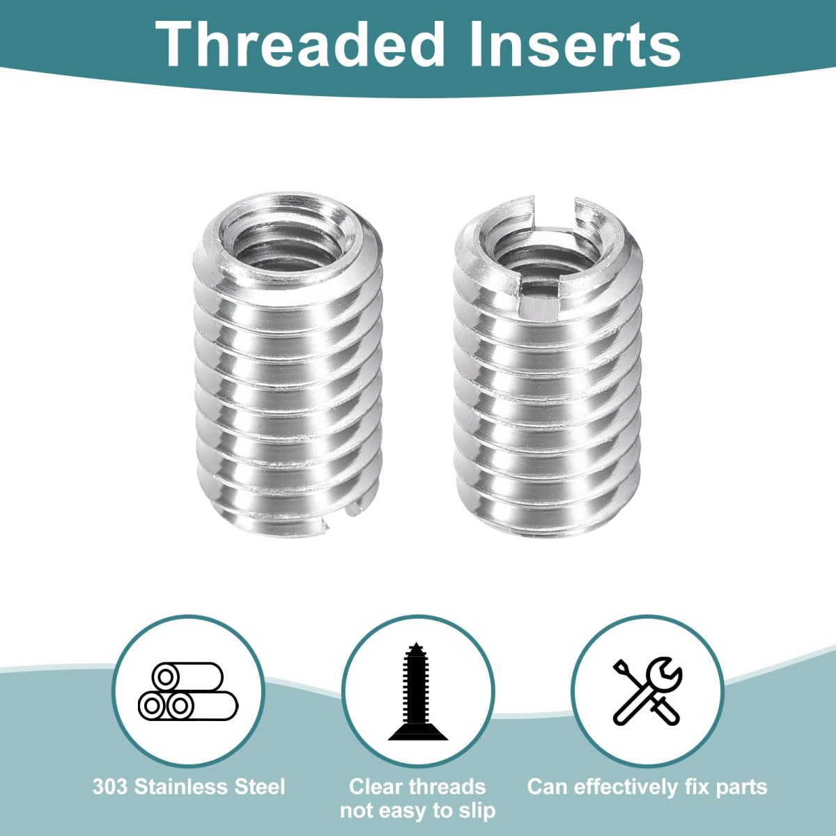 30pcs Threaded Insert M4-0 7x10 M6-1x10 Stainless Steel 303 Screw Sleeves Thread Repair Inserts For Mechanical Equipment