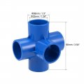 Uxcell 5-way 32mm Tee Pvc Fitting Elbow Furniture Fittings Blue 10pcs