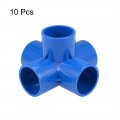 Uxcell 5-way 32mm Tee Pvc Fitting Elbow Furniture Fittings Blue 10pcs