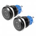 2pcs 19mm Interior Momentary Push Button Switch Metal Round Start Spst 1no Ac 12-24v For Car Red Light 