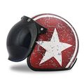 Woljay 3 4 Open Face Helmet Motorcycle Flat Rebel Star Graphic With Bubble Shield Red White L